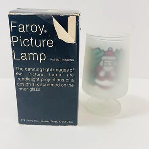 Faroy Picture Lamp Candle Holder Projections Mushroom Santa Angel Box Vtg 1973